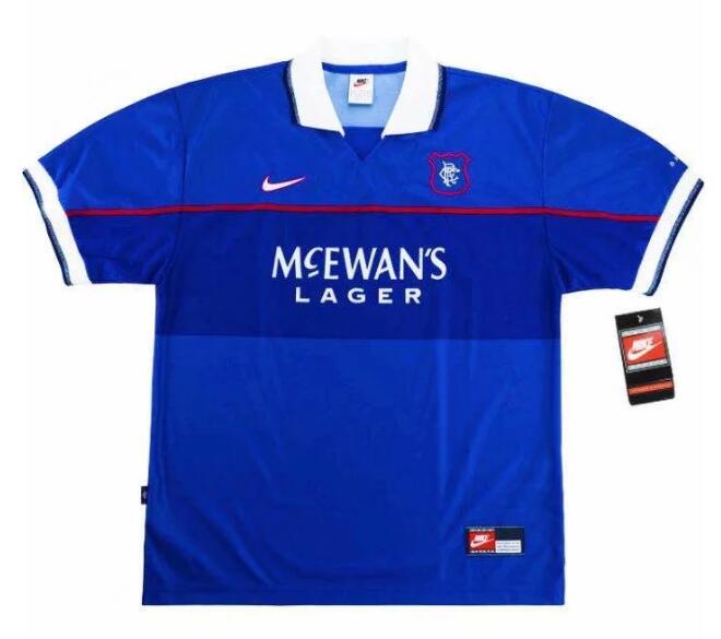 1997-99 Rangers Retro Home Kit Soccer Jersey